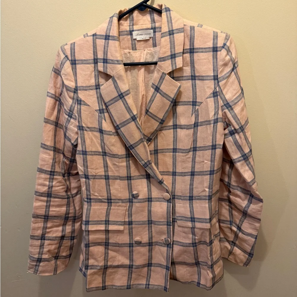 Lovers + Friends Peach Plaid Blazer - Picture 2 of 5